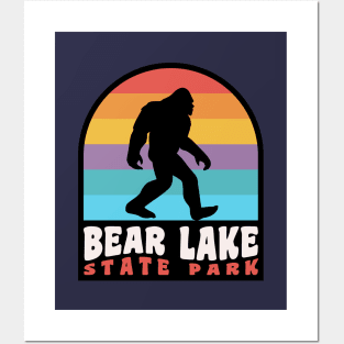 Bear Lake Utah Bigfoot Sasquatch Retro Sunset Posters and Art